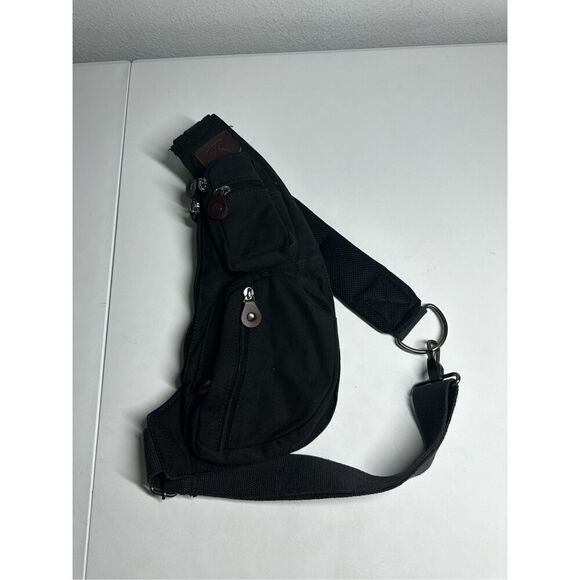 Urban Outfitters Rotcho Canvas Crossbody Bag Black Solid Cotton - Picture 1 of 11